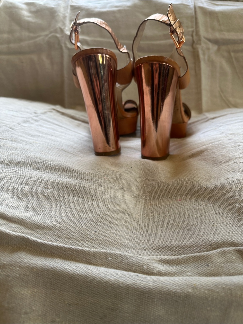 Michael Kors Cognac Leather Platform T-Strap Sandals - Picture 3 of 5